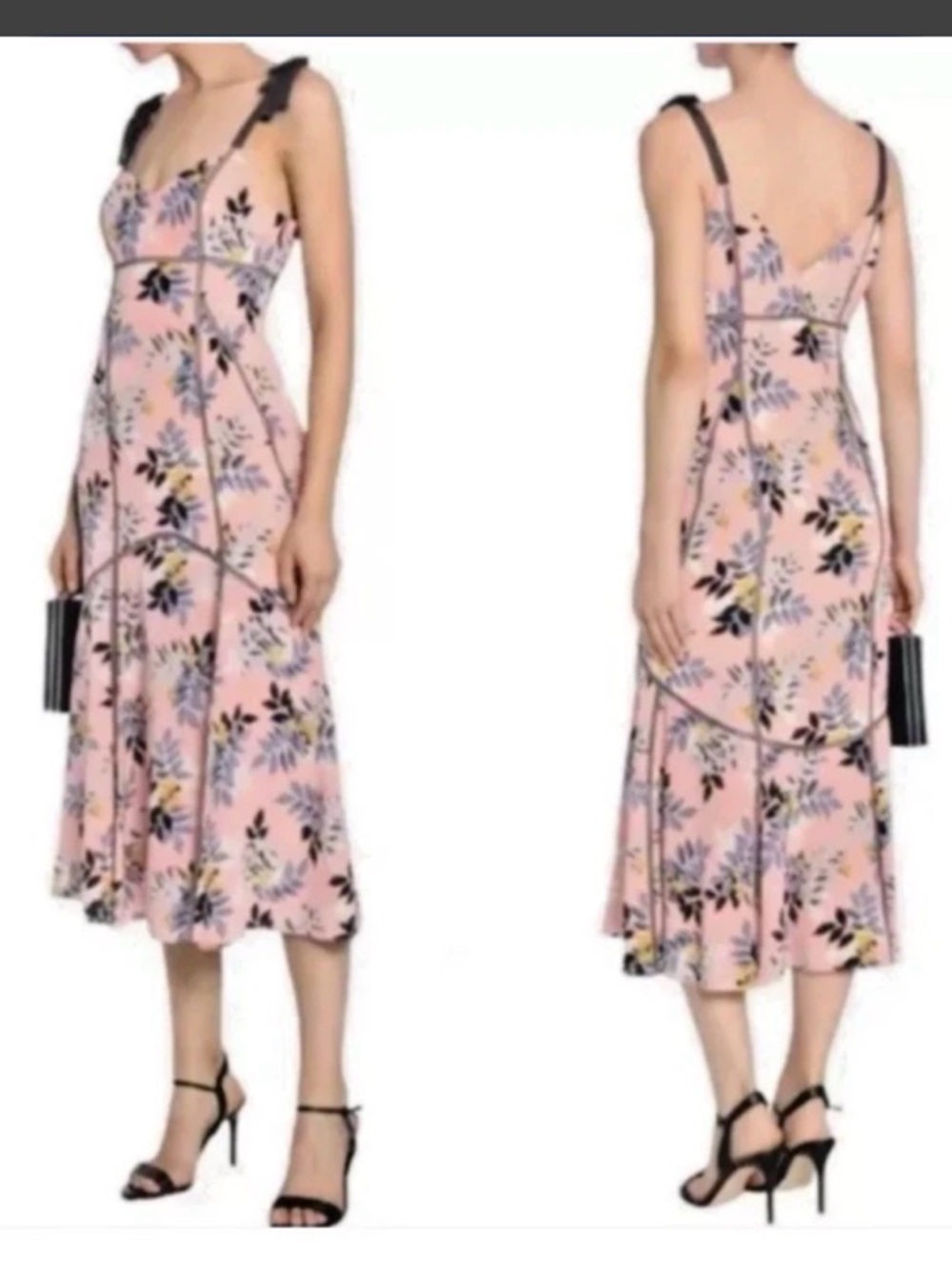 cinq a sept Pink Floral Midi Dress